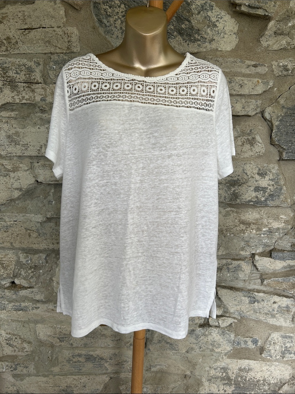 White Crochet Yoke Top